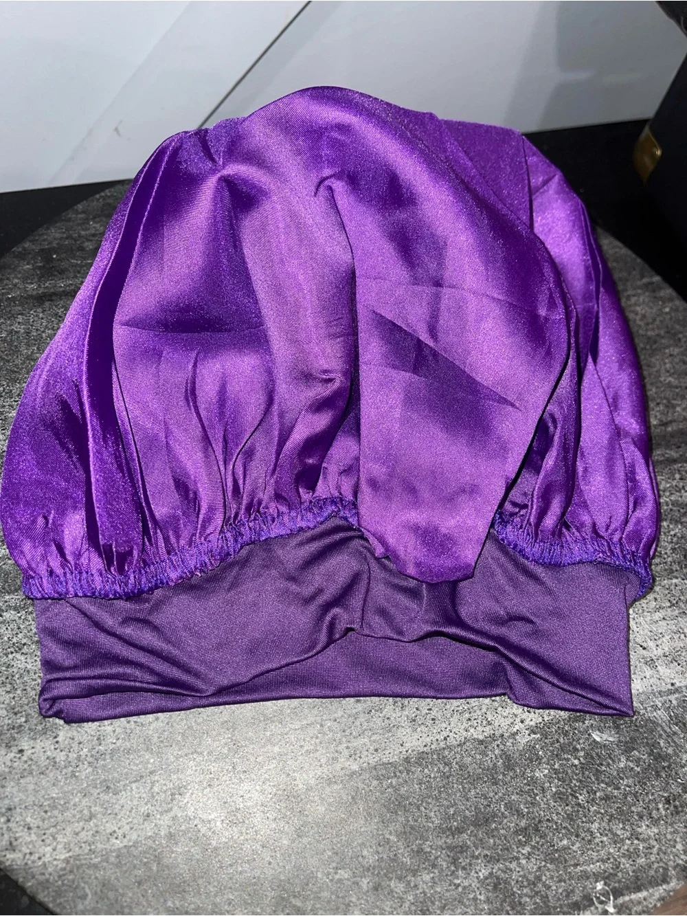 Purple Satin Sleep Bonnet for Adults - Stretchy Nightcap